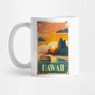 Hawaii Beach Vintage Travel Art Poster Mug